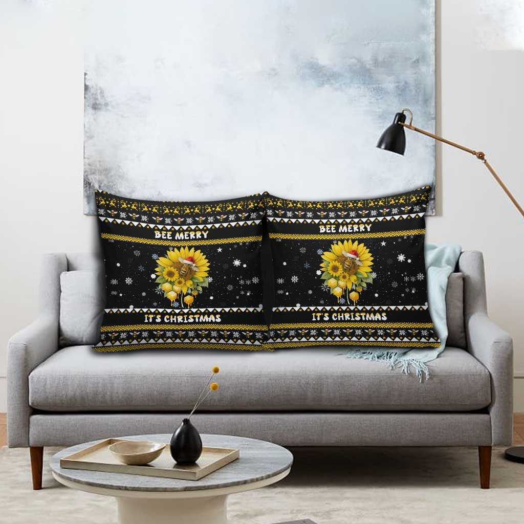 Bee Merry Its Time Christmas Pillow Cover Xmas Holiday Patterns - Wonder Print Shop