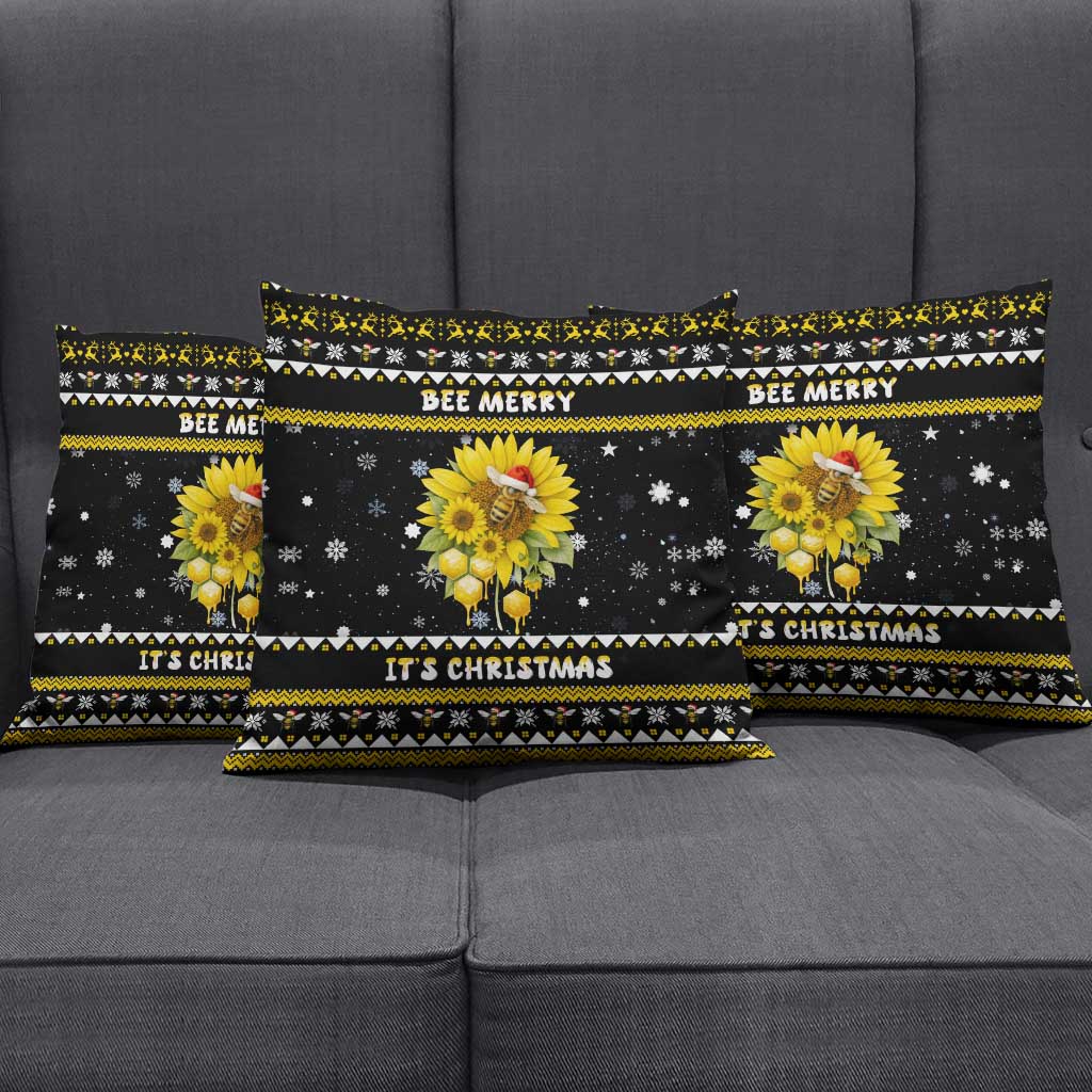 Bee Merry Its Time Christmas Pillow Cover Xmas Holiday Patterns - Wonder Print Shop