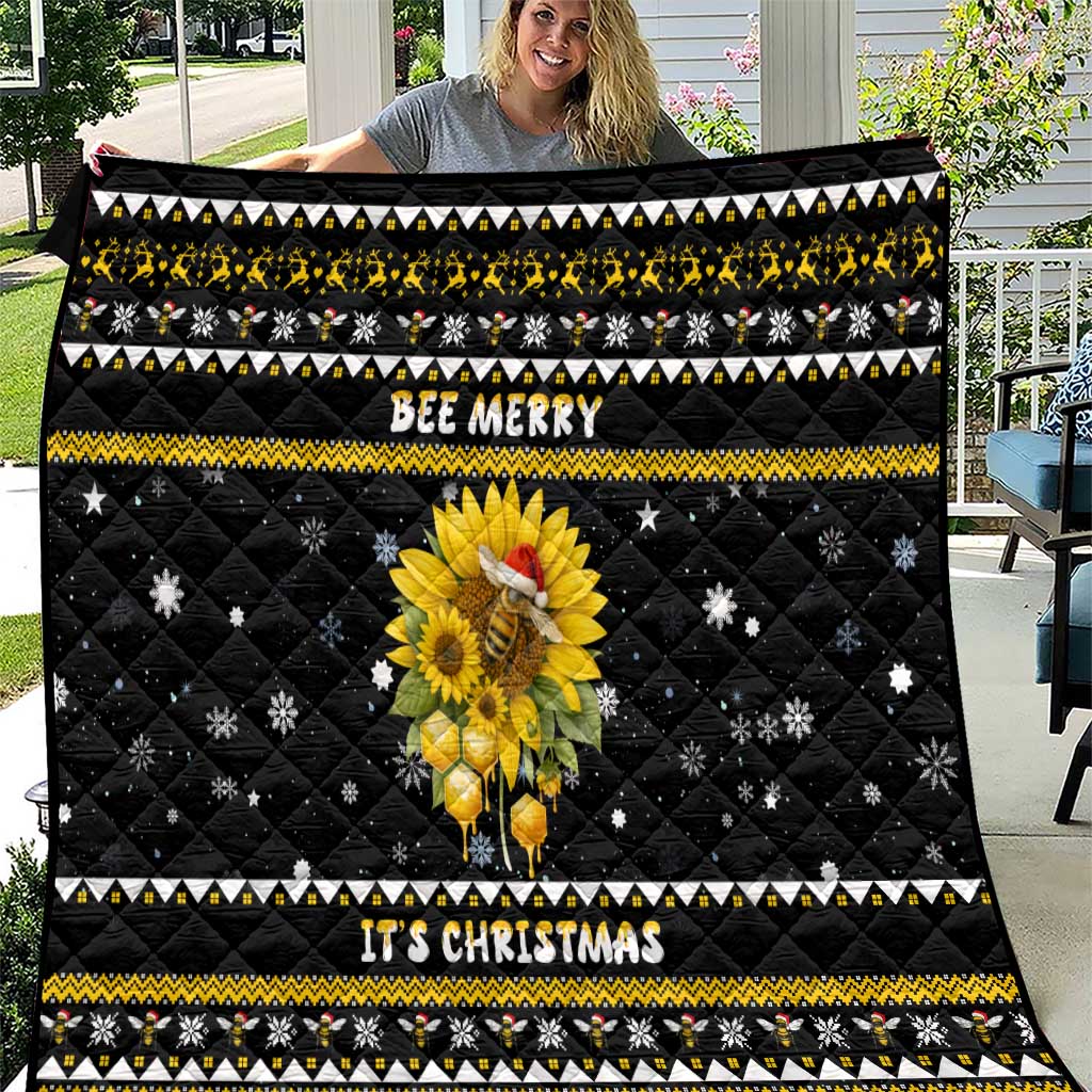 Bee Merry Its Time Christmas Quilt Xmas Holiday Patterns - Wonder Print Shop