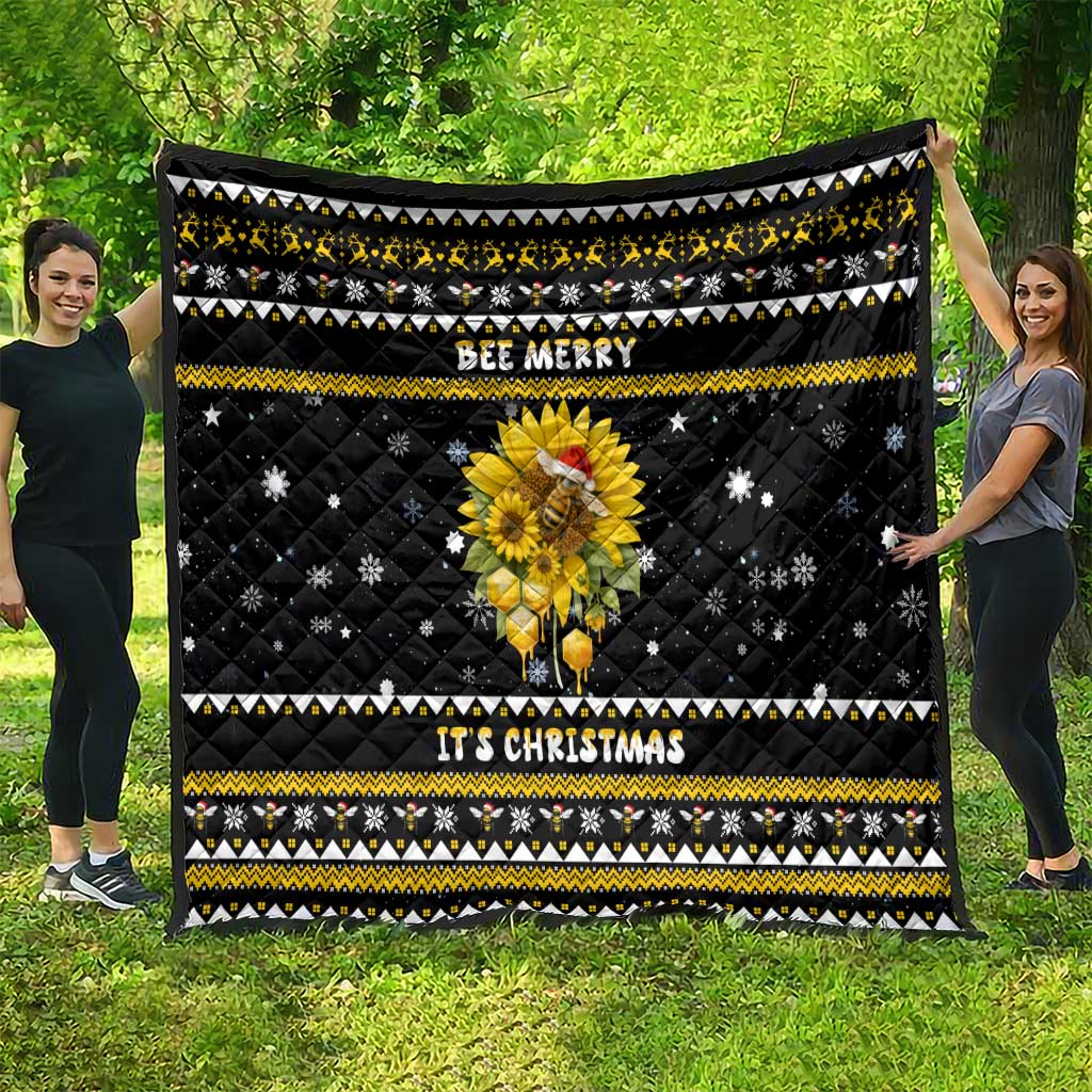 Bee Merry Its Time Christmas Quilt Xmas Holiday Patterns - Wonder Print Shop