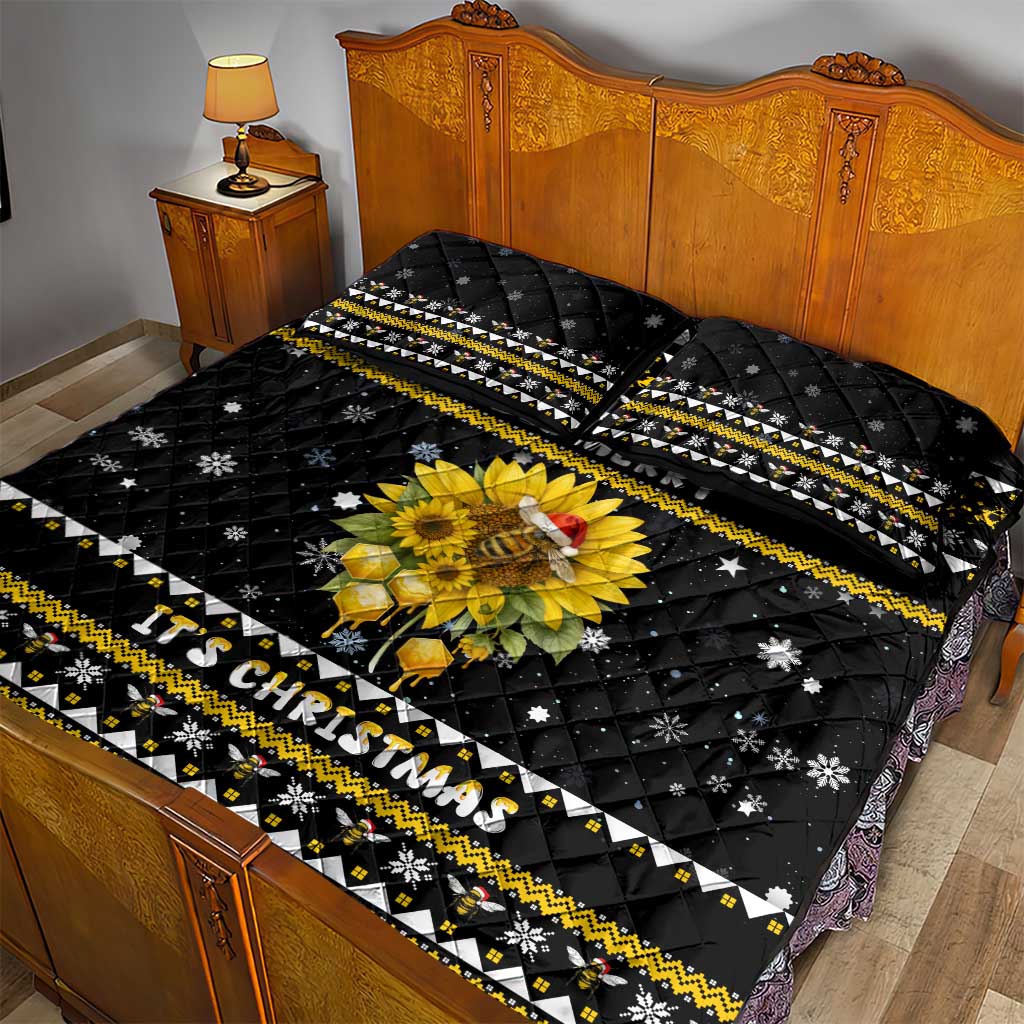 Bee Merry Its Time Christmas Quilt Bed Set Xmas Holiday Patterns - Wonder Print Shop