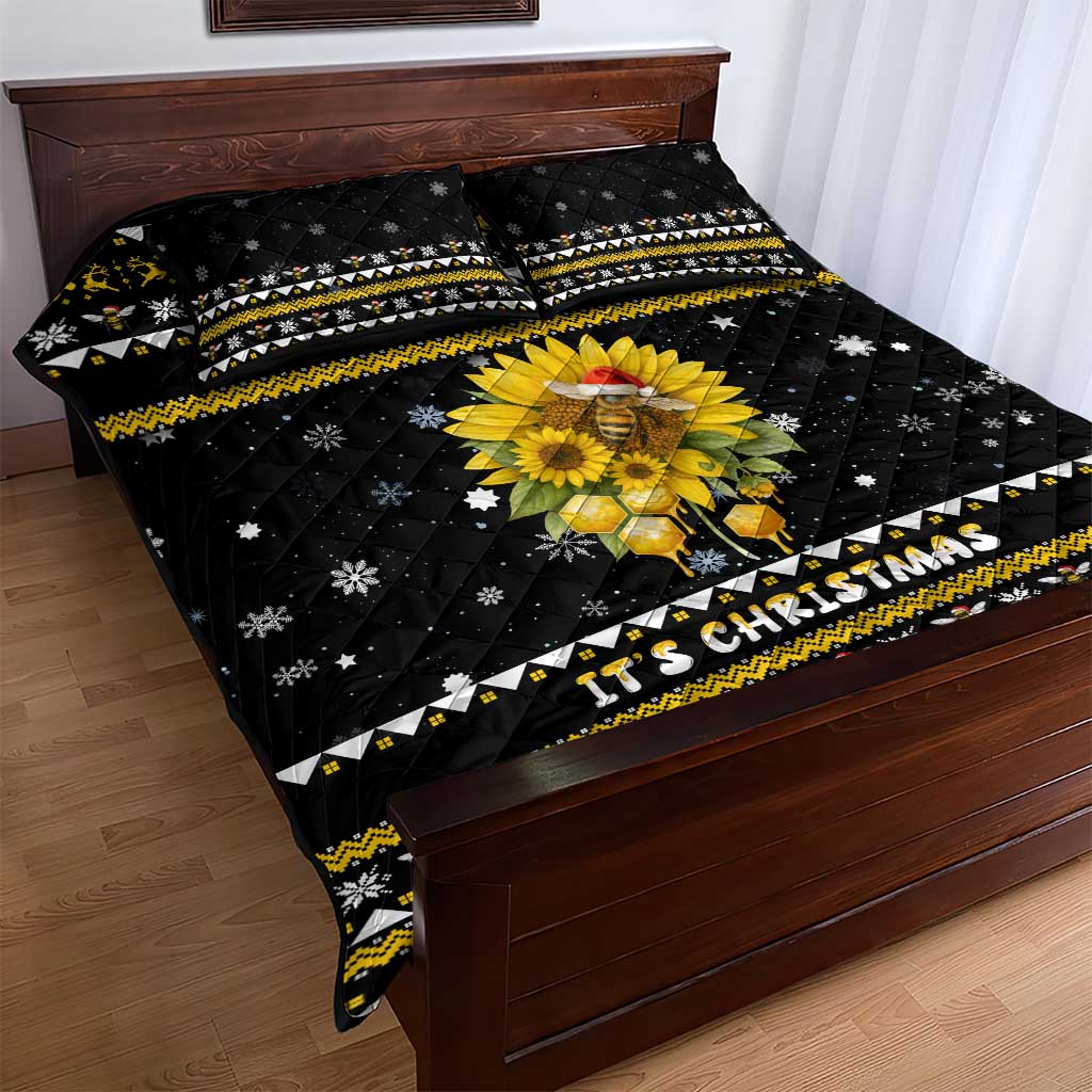 Bee Merry Its Time Christmas Quilt Bed Set Xmas Holiday Patterns - Wonder Print Shop