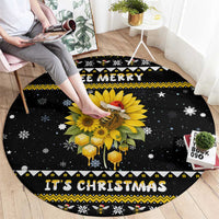 Bee Merry Its Time Christmas Round Carpet Xmas Holiday Patterns - Wonder Print Shop