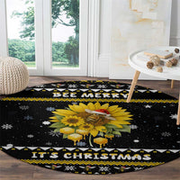 Bee Merry Its Time Christmas Round Carpet Xmas Holiday Patterns - Wonder Print Shop