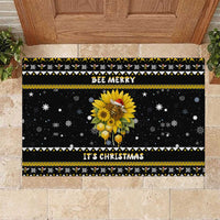 Bee Merry Its Time Christmas Rubber Doormat Xmas Holiday Patterns - Wonder Print Shop