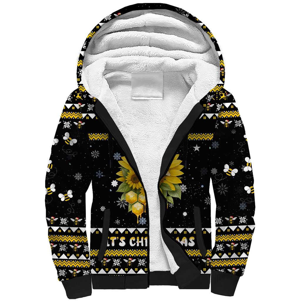 Bee Merry Its Time Christmas Sherpa Hoodie Xmas Holiday Patterns - Wonder Print Shop