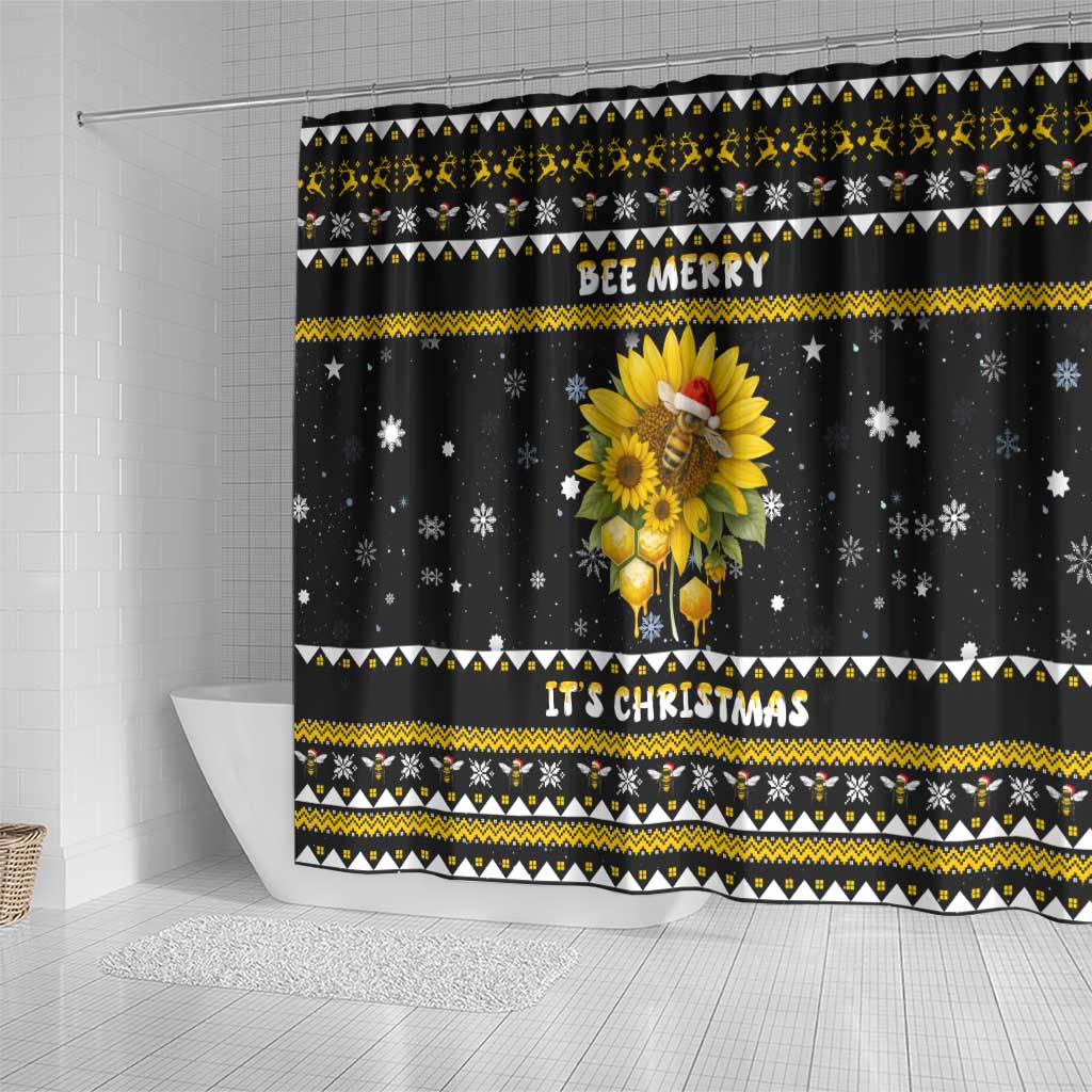 Bee Merry Its Time Christmas Shower Curtain Xmas Holiday Patterns - Wonder Print Shop