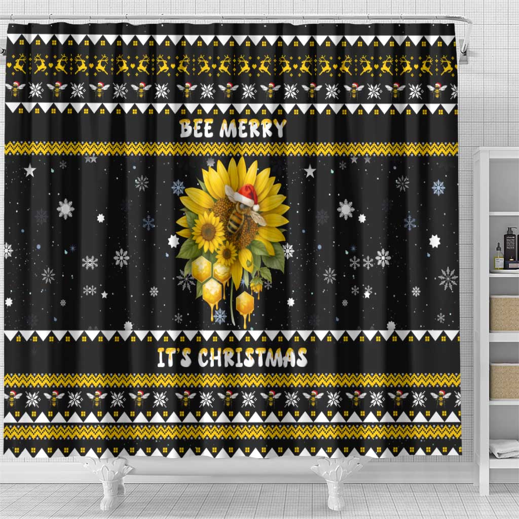 Bee Merry Its Time Christmas Shower Curtain Xmas Holiday Patterns - Wonder Print Shop