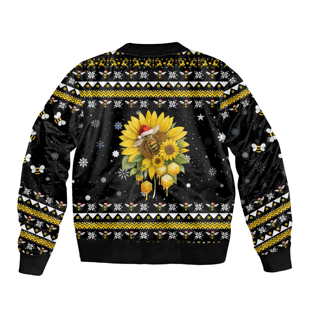 Bee Merry Its Time Christmas Sleeve Zip Bomber Jacket Xmas Holiday Patterns - Wonder Print Shop