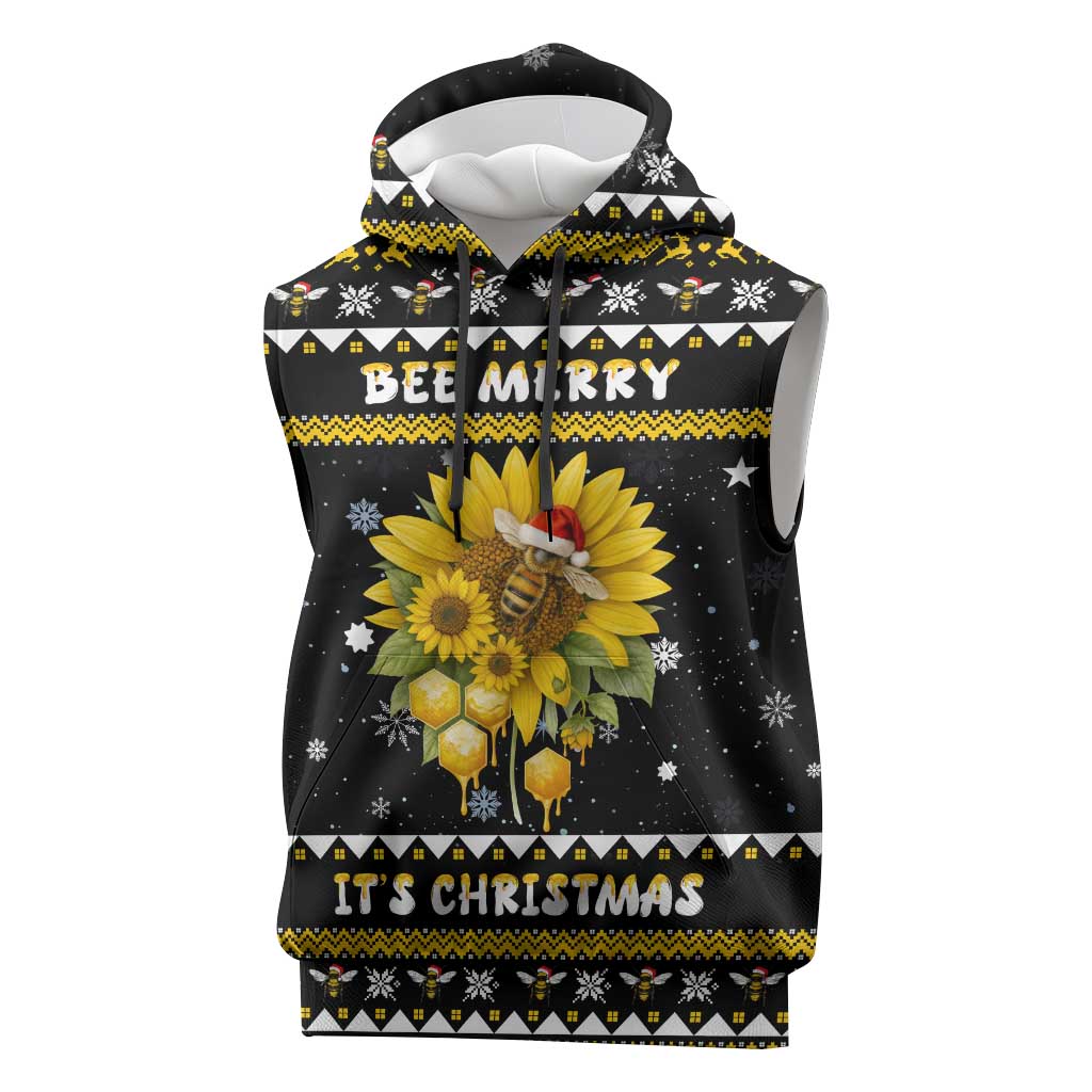 Bee Merry Its Time Christmas Sleeveless Hoodie Xmas Holiday Patterns - Wonder Print Shop