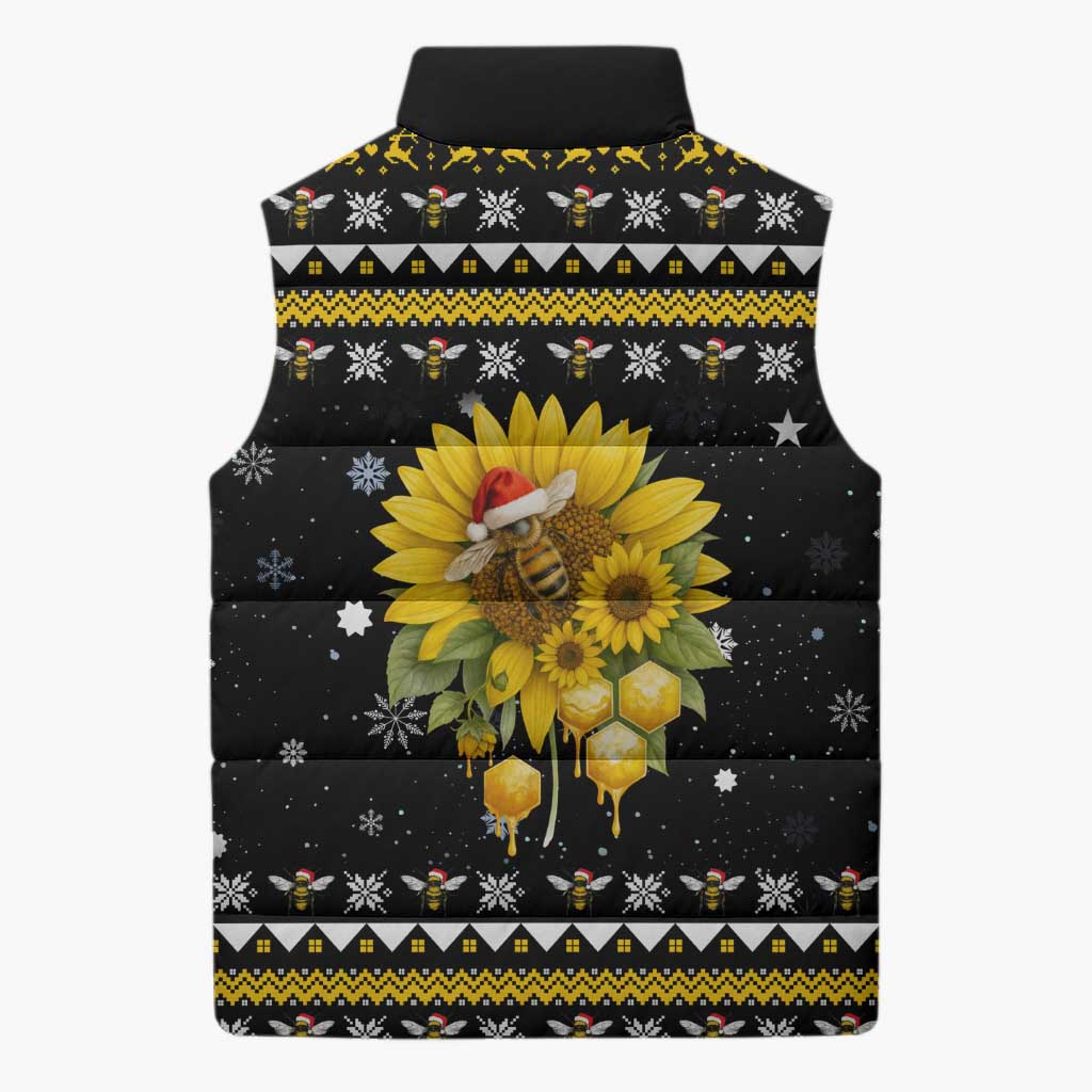 Bee Merry Its Time Christmas Sleeveless Puffer Jacket Xmas Holiday Patterns - Wonder Print Shop