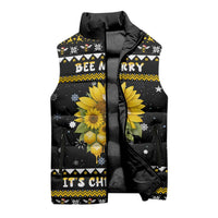 Bee Merry Its Time Christmas Sleeveless Puffer Jacket Xmas Holiday Patterns - Wonder Print Shop