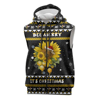 Bee Merry Its Time Christmas Sleeveless Zip Hoodie Xmas Holiday Patterns - Wonder Print Shop