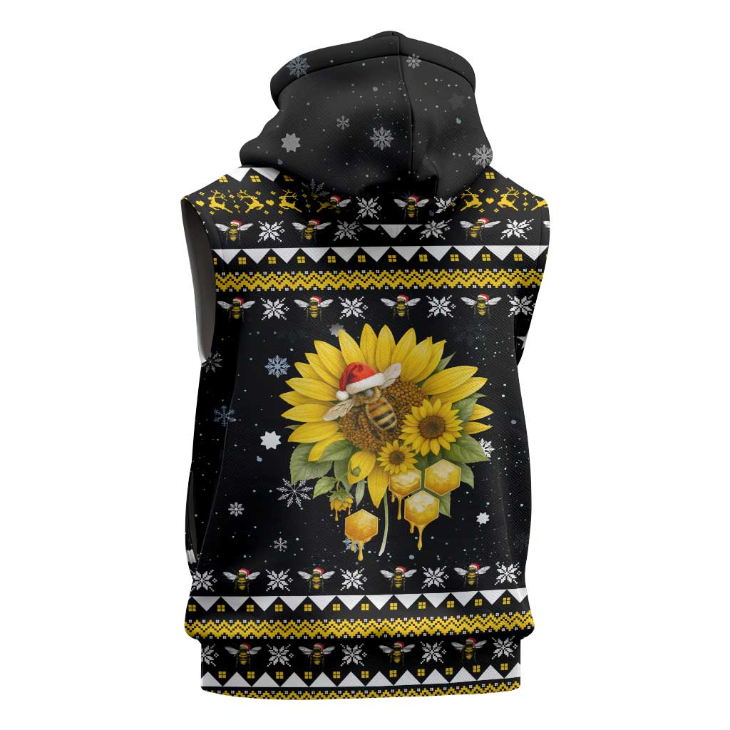 Bee Merry Its Time Christmas Sleeveless Zip Hoodie Xmas Holiday Patterns - Wonder Print Shop