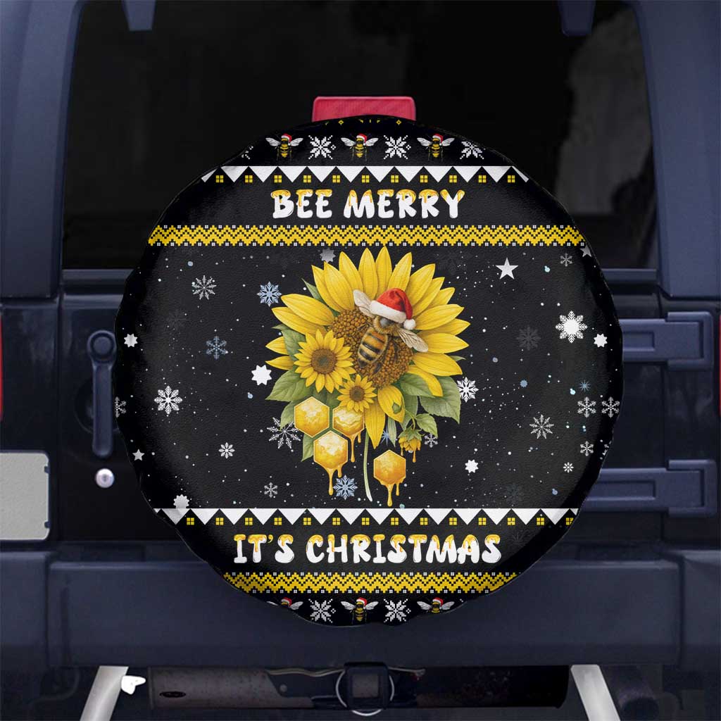 Bee Merry Its Time Christmas Spare Tire Cover Xmas Holiday Patterns - Wonder Print Shop