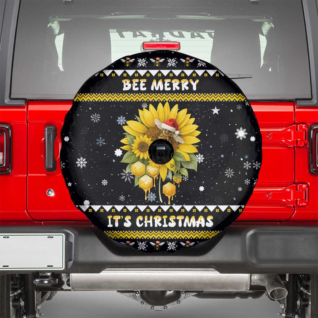 Bee Merry Its Time Christmas Spare Tire Cover Xmas Holiday Patterns - Wonder Print Shop
