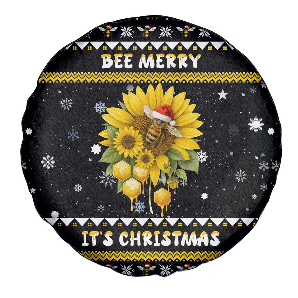 Bee Merry Its Time Christmas Spare Tire Cover Xmas Holiday Patterns - Wonder Print Shop
