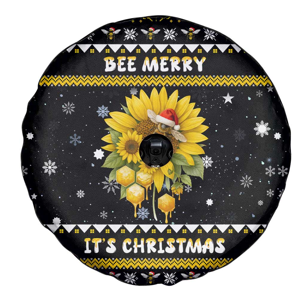 Bee Merry Its Time Christmas Spare Tire Cover Xmas Holiday Patterns - Wonder Print Shop
