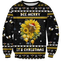Bee Merry Its Time Christmas Sweatshirt Xmas Holiday Patterns - Wonder Print Shop