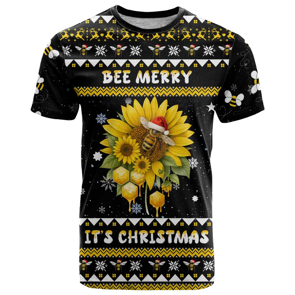 Bee Merry Its Time Christmas T Shirt Xmas Holiday Patterns - Wonder Print Shop