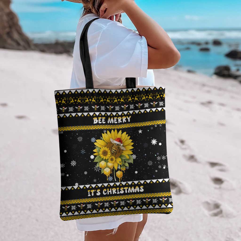 Bee Merry Its Time Christmas Tote Bag Xmas Holiday Patterns - Wonder Print Shop