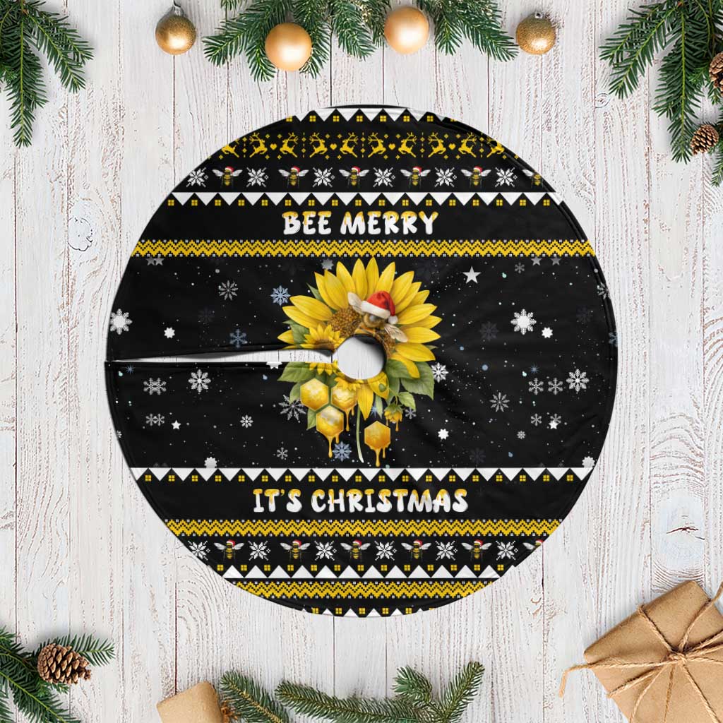 Bee Merry Its Time Christmas Tree Skirt Xmas Holiday Patterns - Wonder Print Shop