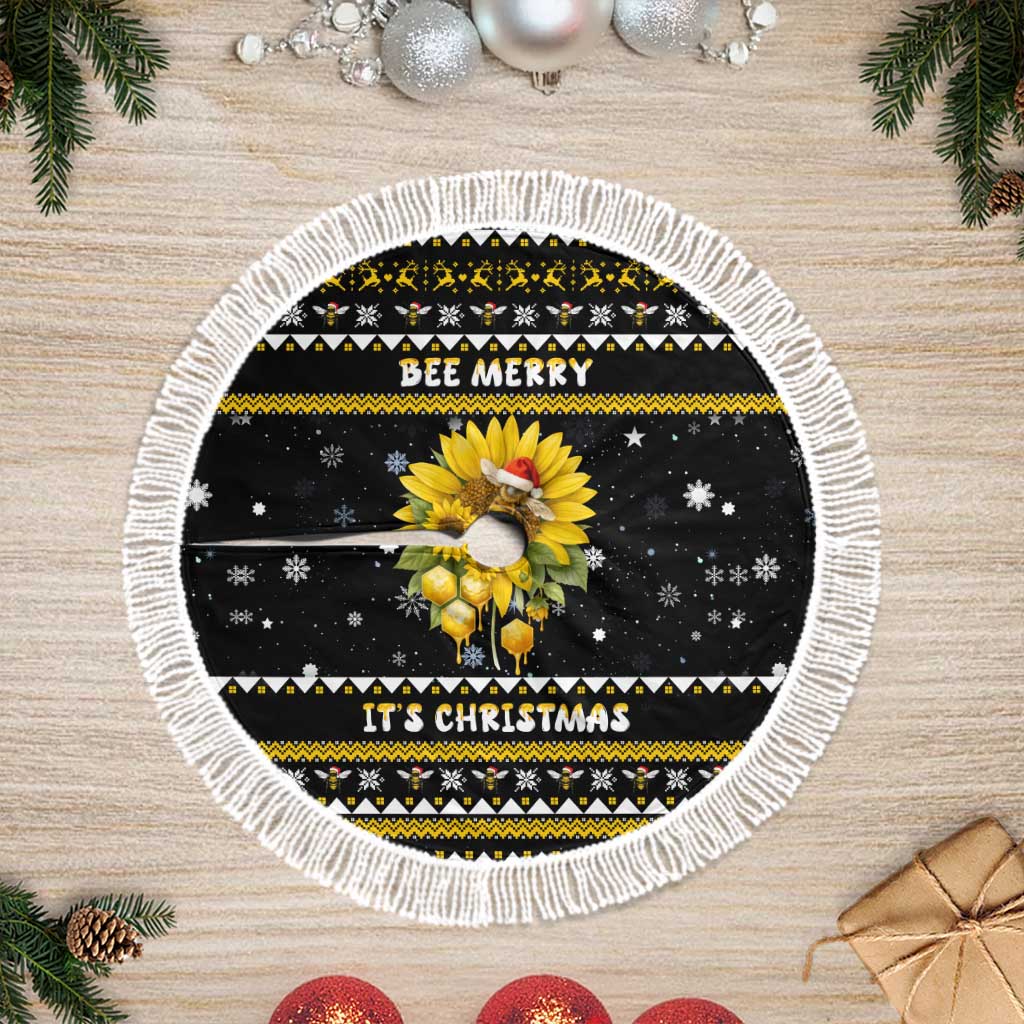 Bee Merry Its Time Christmas Tree Skirt Xmas Holiday Patterns - Wonder Print Shop