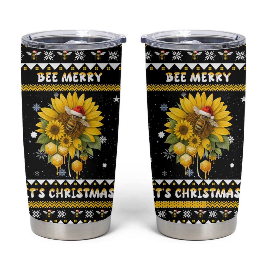 Bee Merry Its Time Christmas Tumbler Cup Xmas Holiday Patterns - Wonder Print Shop