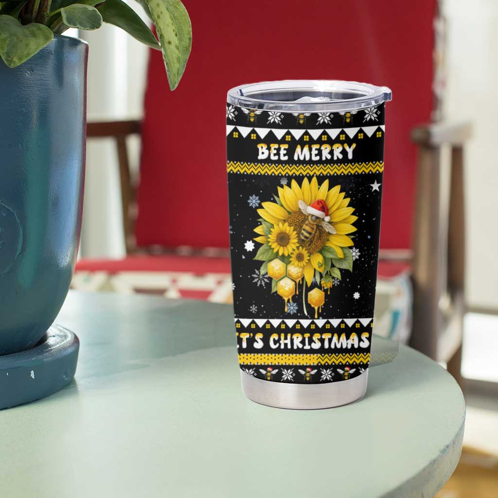 Bee Merry Its Time Christmas Tumbler Cup Xmas Holiday Patterns - Wonder Print Shop