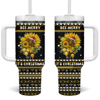 Bee Merry Its Time Christmas Tumbler With Handle Xmas Holiday Patterns - Wonder Print Shop