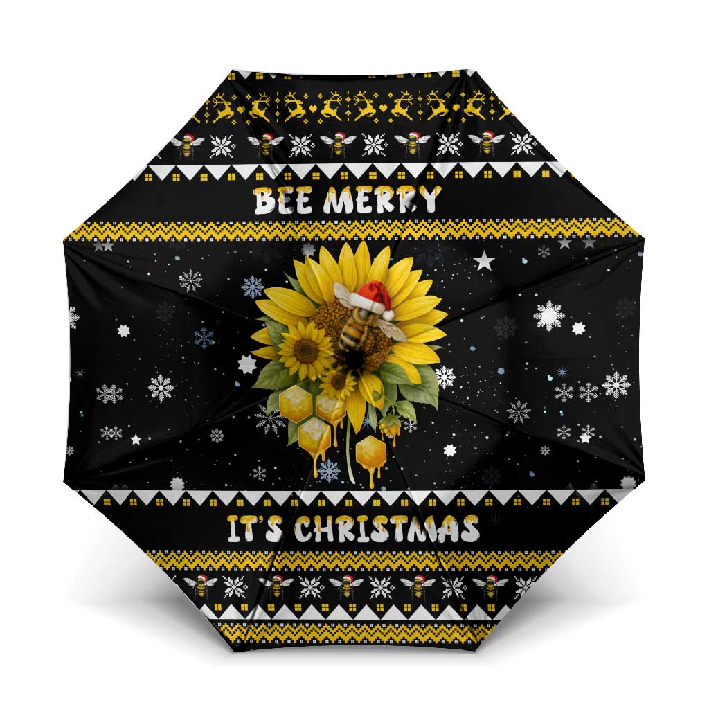 Bee Merry Its Time Christmas Umbrella Xmas Holiday Patterns - Wonder Print Shop