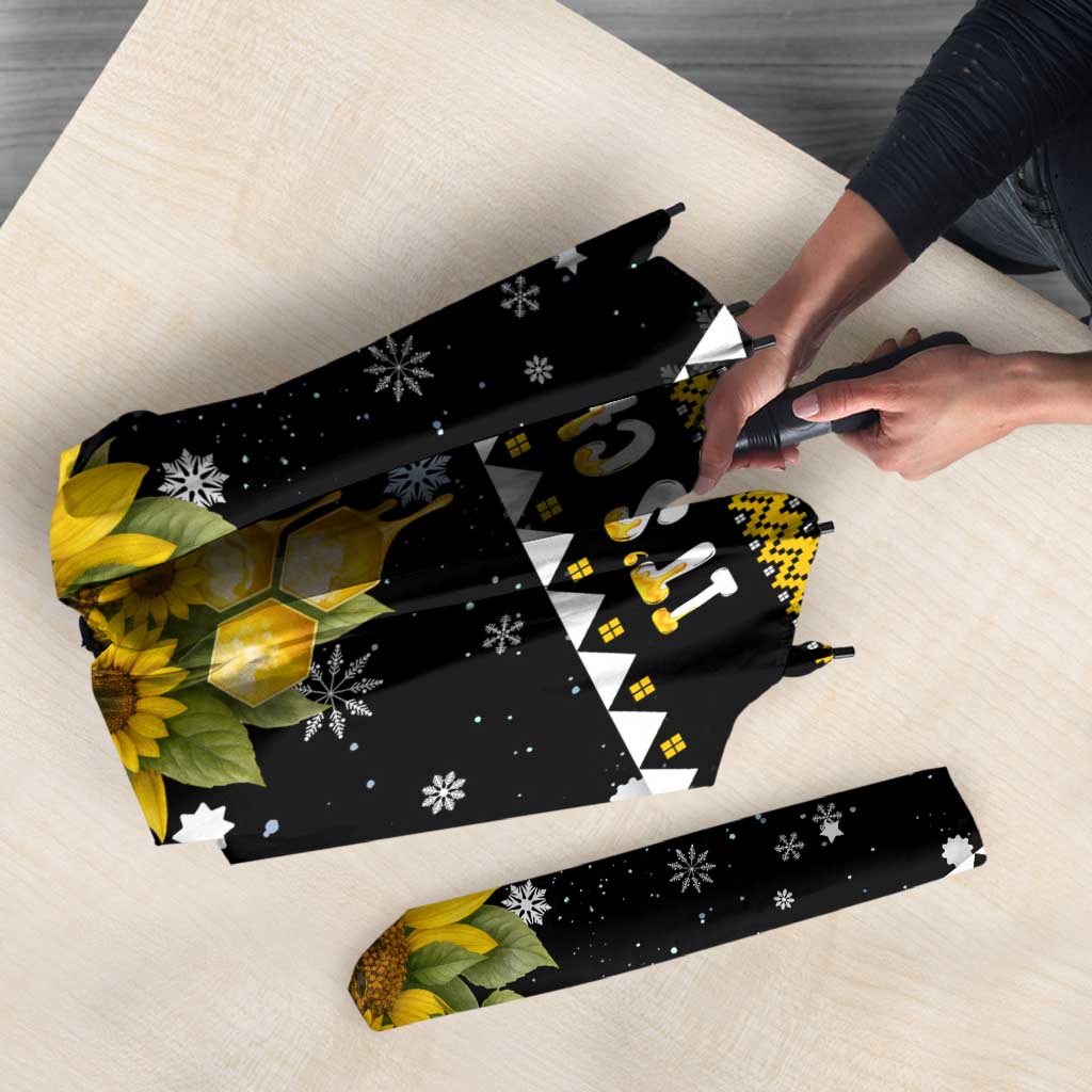 Bee Merry Its Time Christmas Umbrella Xmas Holiday Patterns - Wonder Print Shop