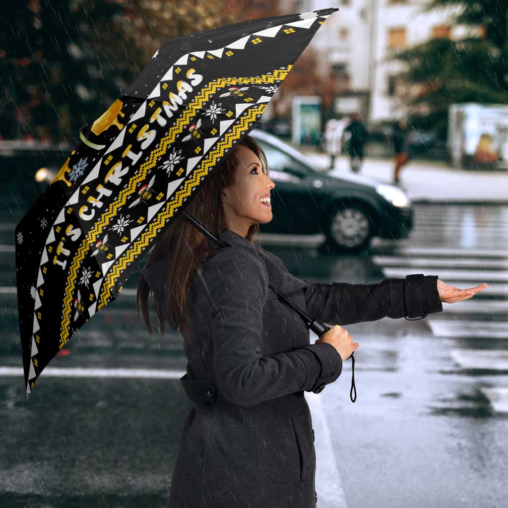 Bee Merry Its Time Christmas Umbrella Xmas Holiday Patterns - Wonder Print Shop