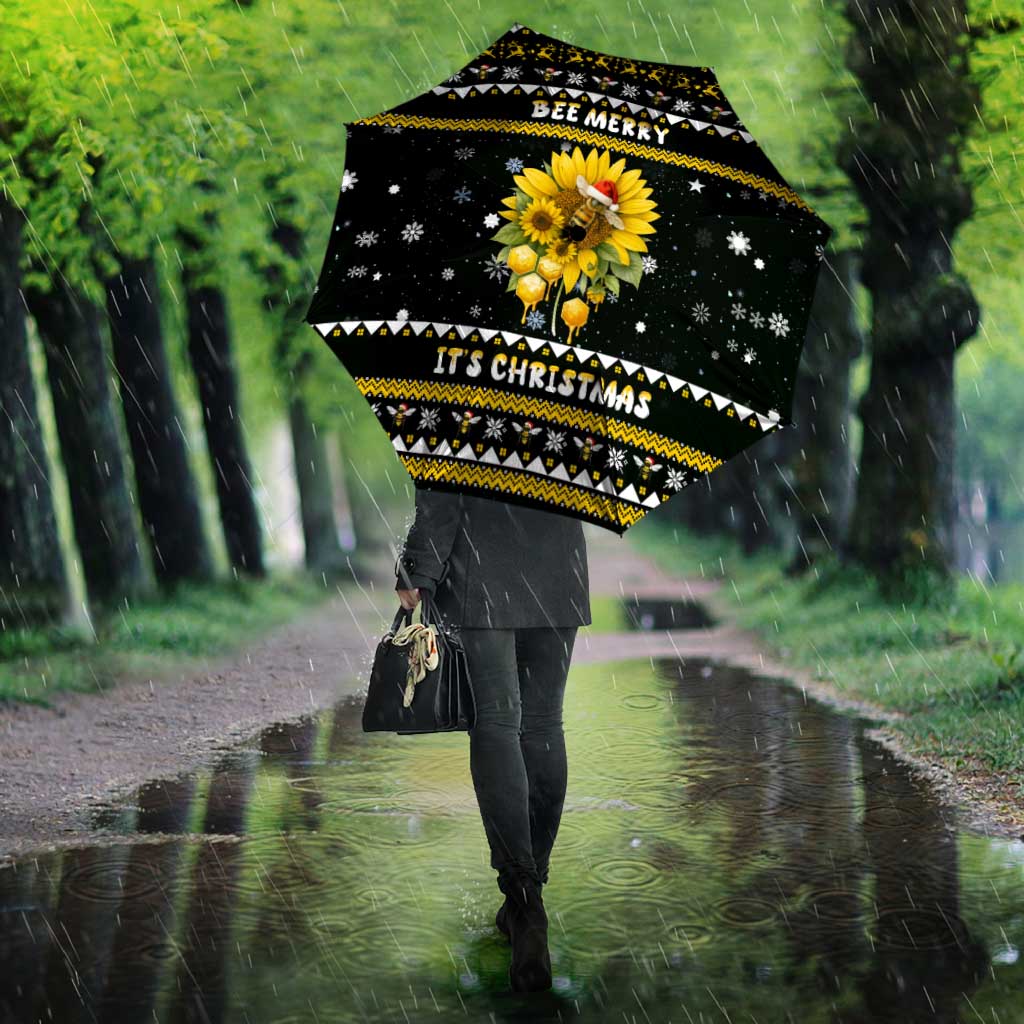Bee Merry Its Time Christmas Umbrella Xmas Holiday Patterns - Wonder Print Shop