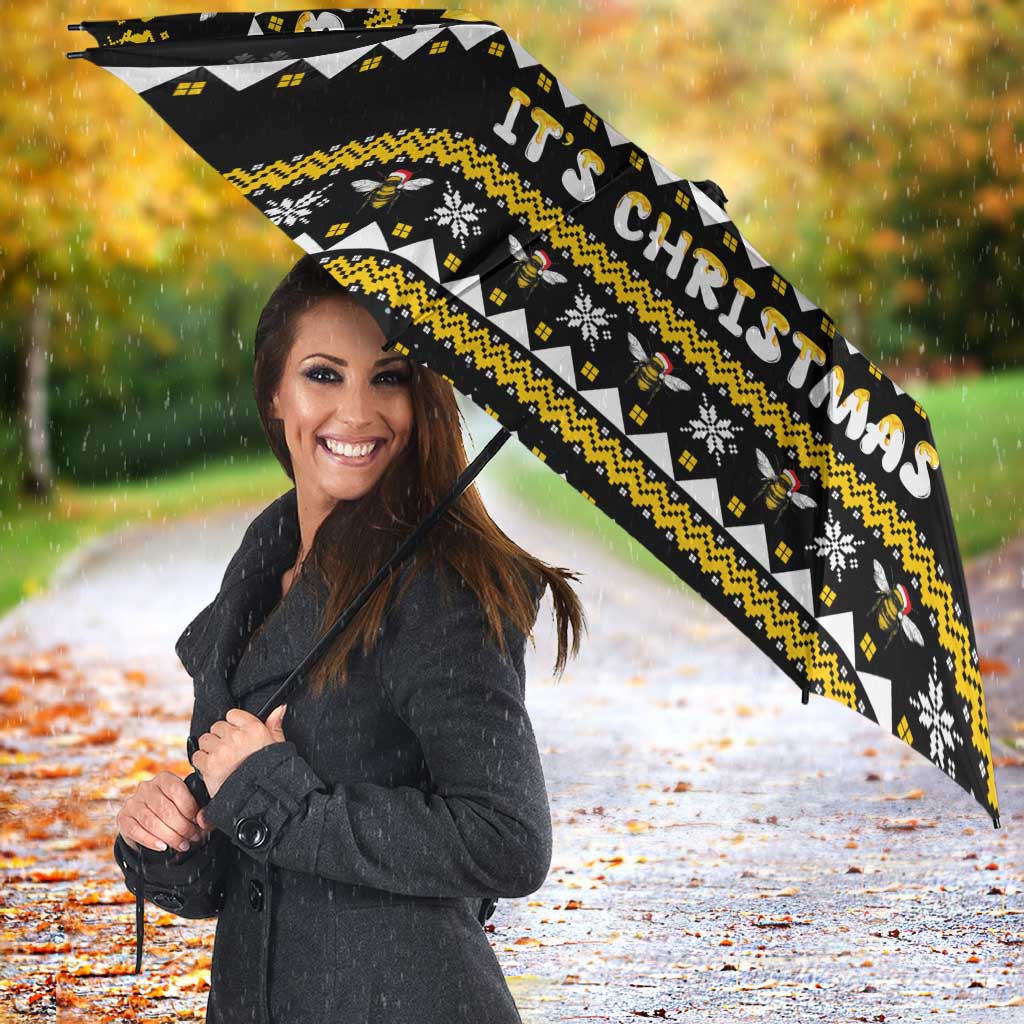 Bee Merry Its Time Christmas Umbrella Xmas Holiday Patterns - Wonder Print Shop