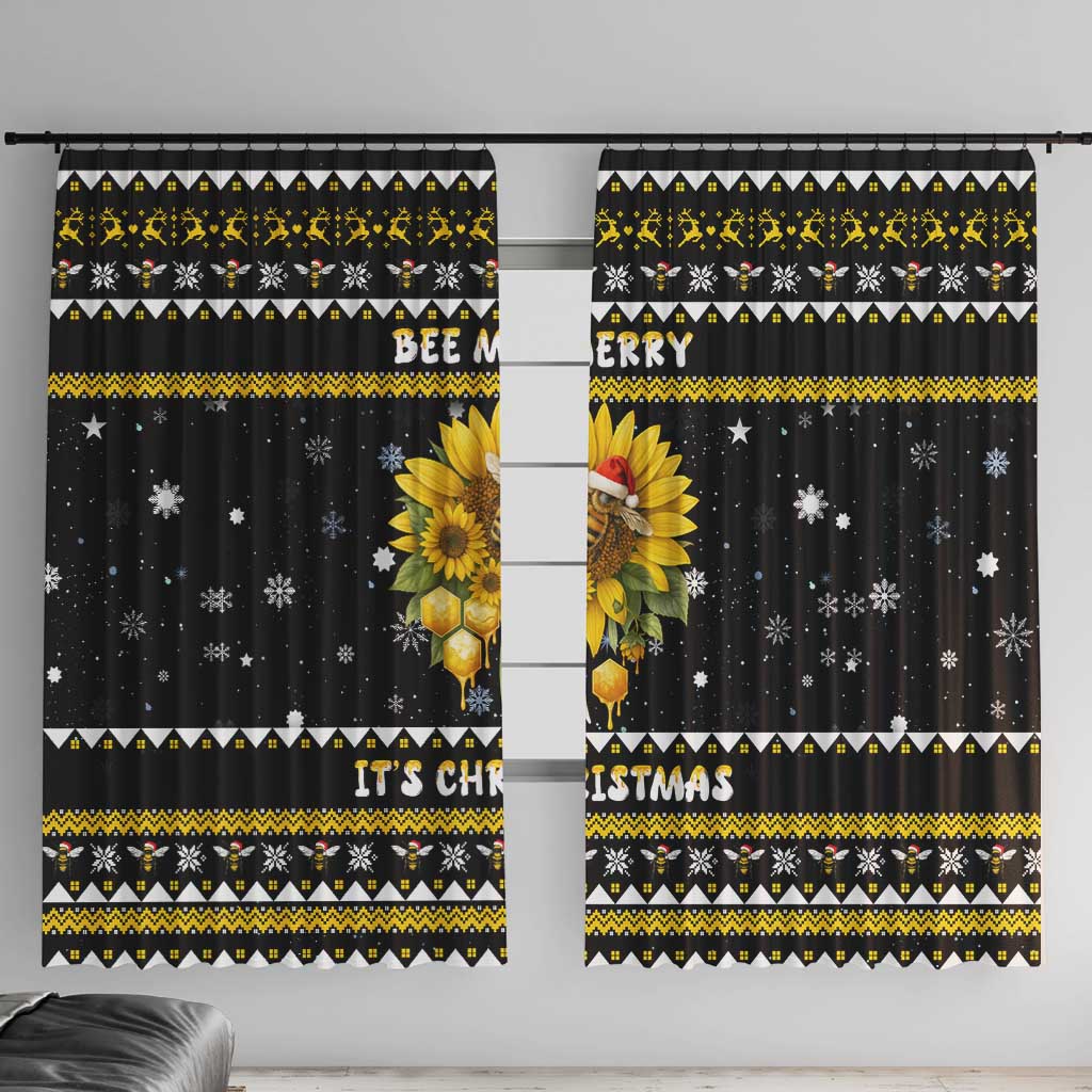 Bee Merry Its Time Christmas Window Curtain Xmas Holiday Patterns - Wonder Print Shop