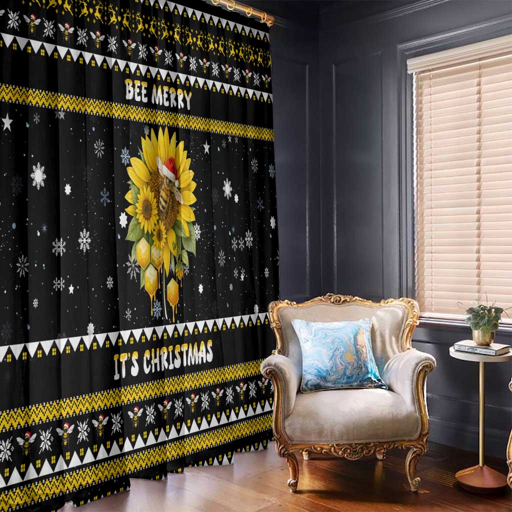 Bee Merry Its Time Christmas Window Curtain Xmas Holiday Patterns - Wonder Print Shop