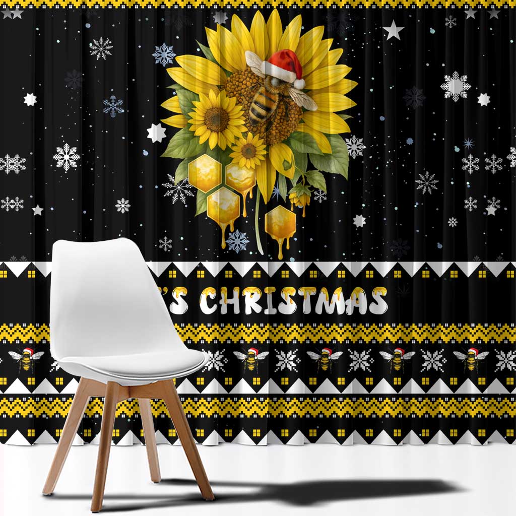 Bee Merry Its Time Christmas Window Curtain Xmas Holiday Patterns - Wonder Print Shop