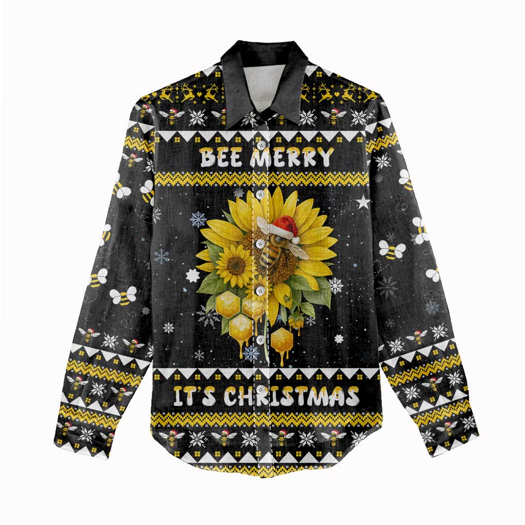 Bee Merry Its Time Christmas Women Casual Shirt Xmas Holiday Patterns - Wonder Print Shop