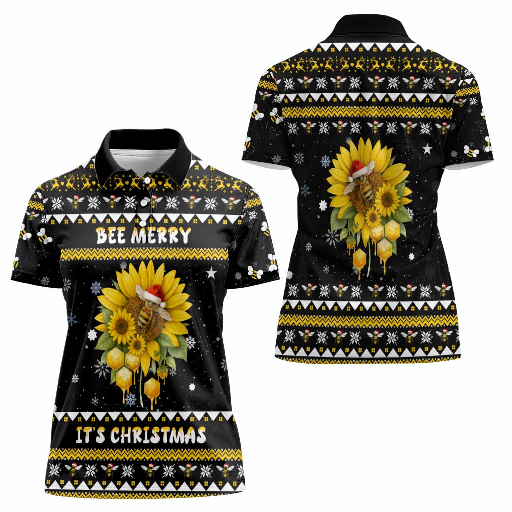Bee Merry Its Time Christmas Women Polo Shirt Xmas Holiday Patterns - Wonder Print Shop
