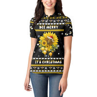 Bee Merry Its Time Christmas Women Polo Shirt Xmas Holiday Patterns - Wonder Print Shop
