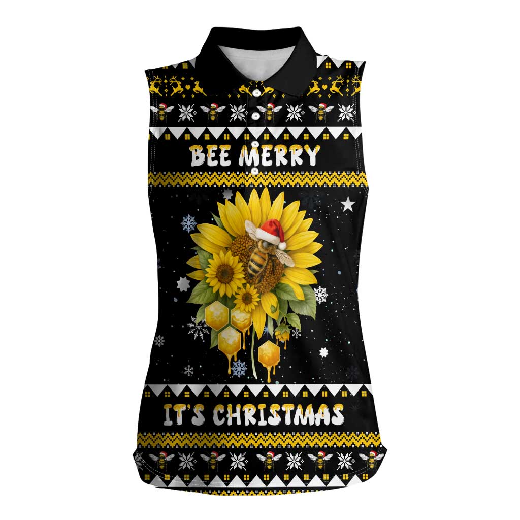 Bee Merry Its Time Christmas Women Sleeveless Polo Shirt Xmas Holiday Patterns - Wonder Print Shop