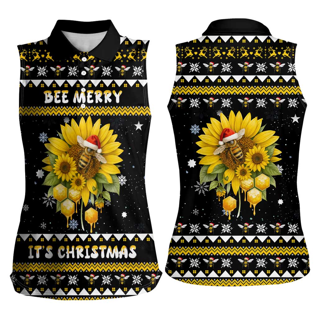 Bee Merry Its Time Christmas Women Sleeveless Polo Shirt Xmas Holiday Patterns - Wonder Print Shop