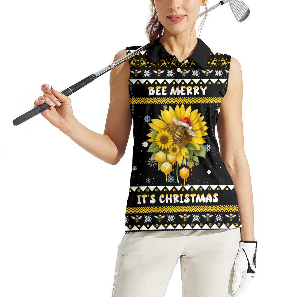 Bee Merry Its Time Christmas Women Sleeveless Polo Shirt Xmas Holiday Patterns - Wonder Print Shop