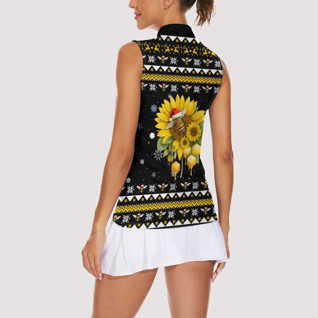 Bee Merry Its Time Christmas Women Sleeveless Polo Shirt Xmas Holiday Patterns - Wonder Print Shop