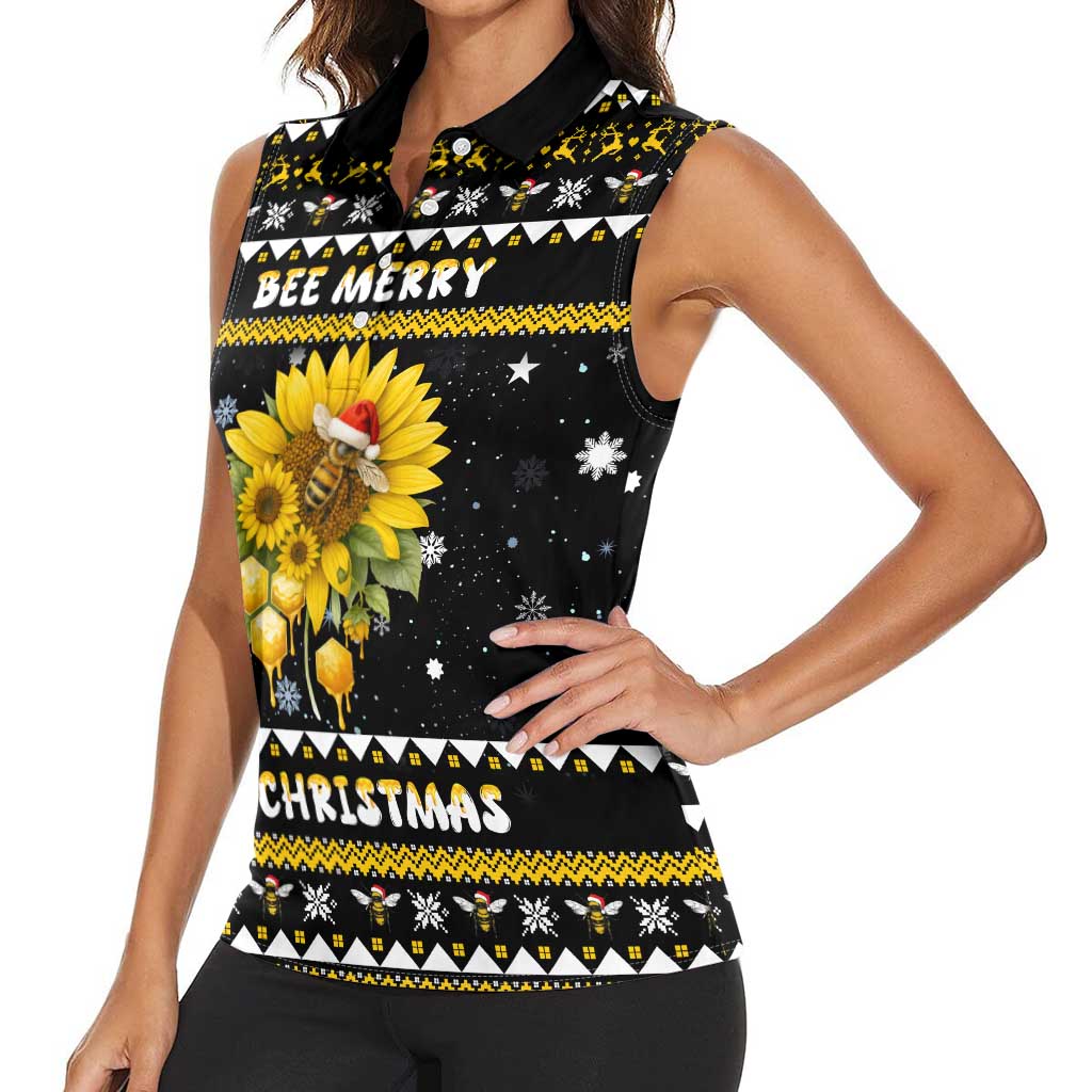 Bee Merry Its Time Christmas Women Sleeveless Polo Shirt Xmas Holiday Patterns - Wonder Print Shop