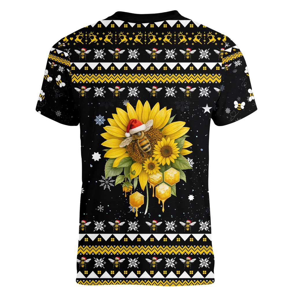 Bee Merry Its Time Christmas Women V-Neck T-Shirt Xmas Holiday Patterns - Wonder Print Shop