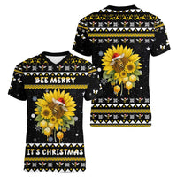 Bee Merry Its Time Christmas Women V-Neck T-Shirt Xmas Holiday Patterns - Wonder Print Shop