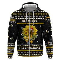 Bee Merry Its Time Christmas Zip Hoodie Xmas Holiday Patterns - Wonder Print Shop