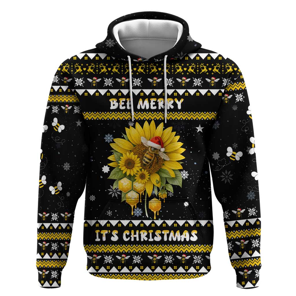 Bee Merry Its Time Christmas Zip Hoodie Xmas Holiday Patterns - Wonder Print Shop